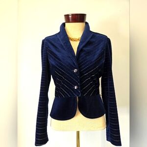 COURTAULDS TRICEL VINTAGE 70s Navy Velvet Women's Jacket. Size XS